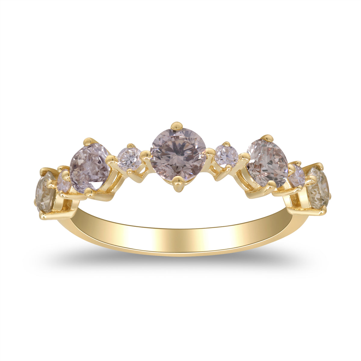 Beverly Hills Elegance 14K Gold 1.21ctw Multi-Color Diamond Band Ring