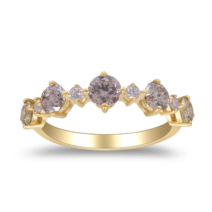 Beverly Hills Elegance 14K Gold 1.21ctw Multi-Color Diamond Band Ring