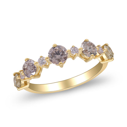 Beverly Hills Elegance 14K Gold 1.21ctw Multi-Color Diamond Band Ring