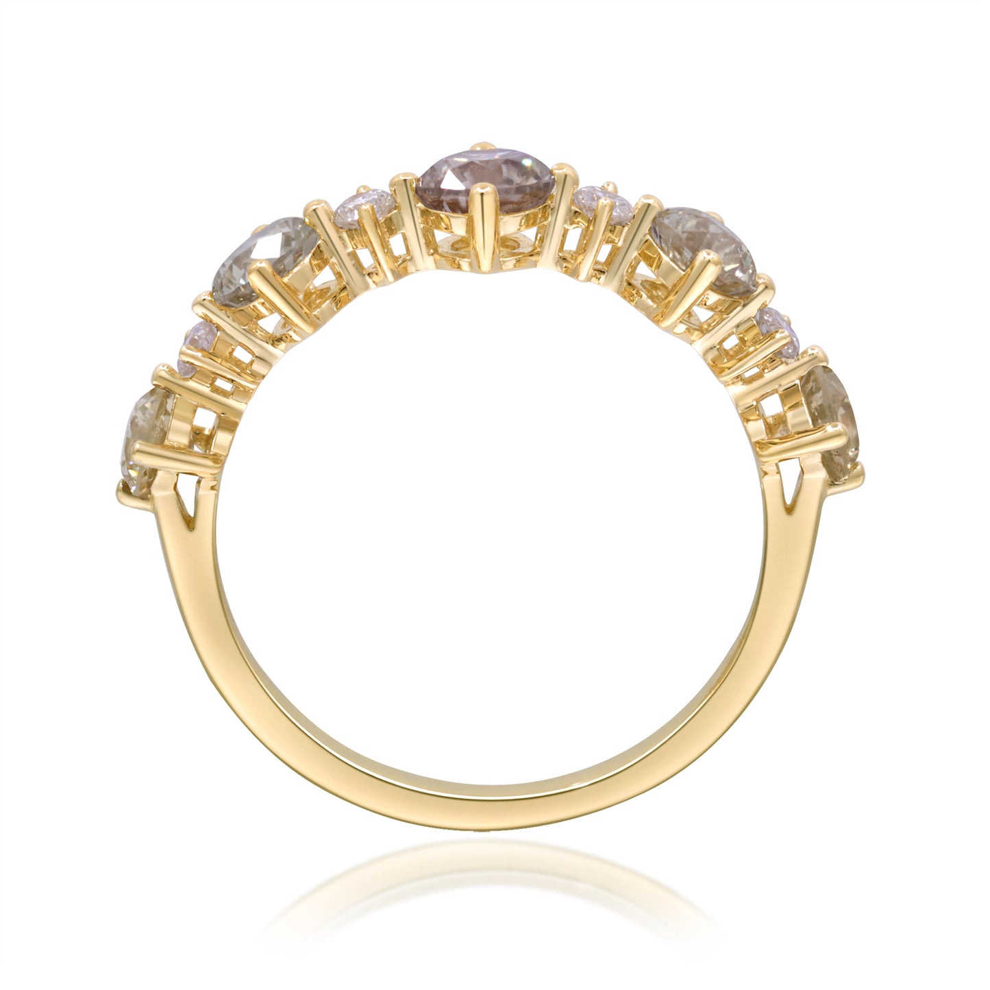 Beverly Hills Elegance 14K Gold 1.21ctw Multi-Color Diamond Band Ring