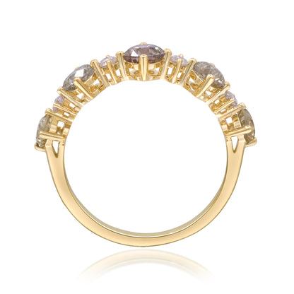Beverly Hills Elegance 14K Gold 1.21ctw Multi-Color Diamond Band Ring