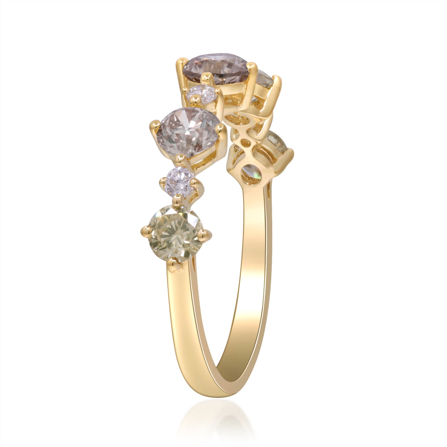 Beverly Hills Elegance 14K Gold 1.21ctw Multi-Color Diamond Band Ring
