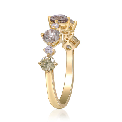 Beverly Hills Elegance 14K Gold 1.21ctw Multi-Color Diamond Band Ring