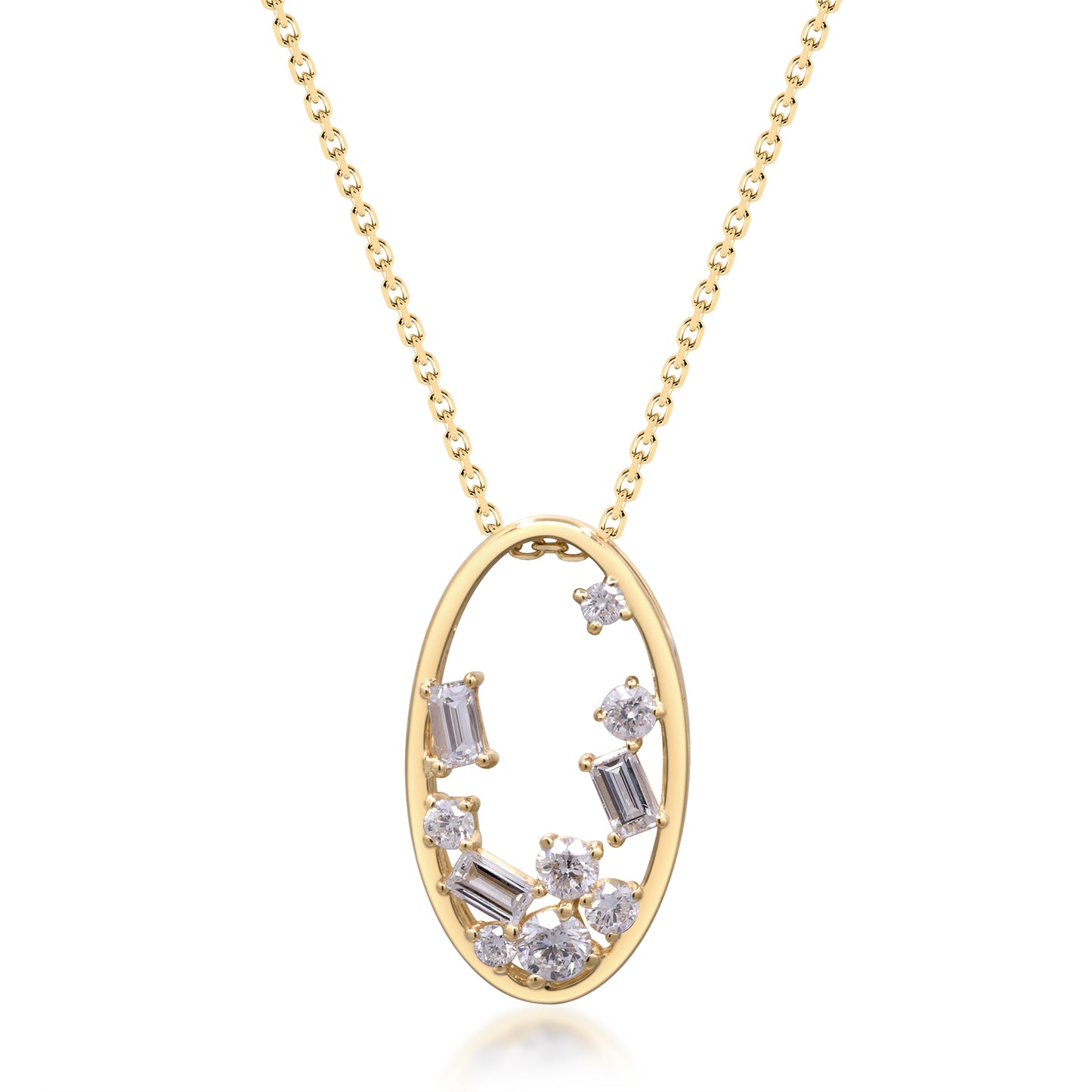 Beverly Hills Elegance 14K Gold 0.46ctw Diamond Scattered Frame Pendant with Chain