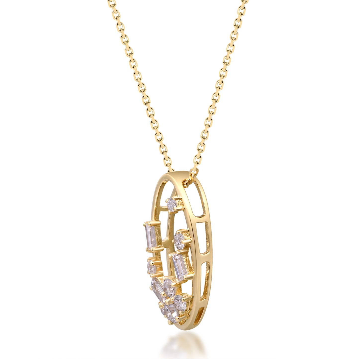 Beverly Hills Elegance 14K Gold 0.46ctw Diamond Scattered Frame Pendant with Chain
