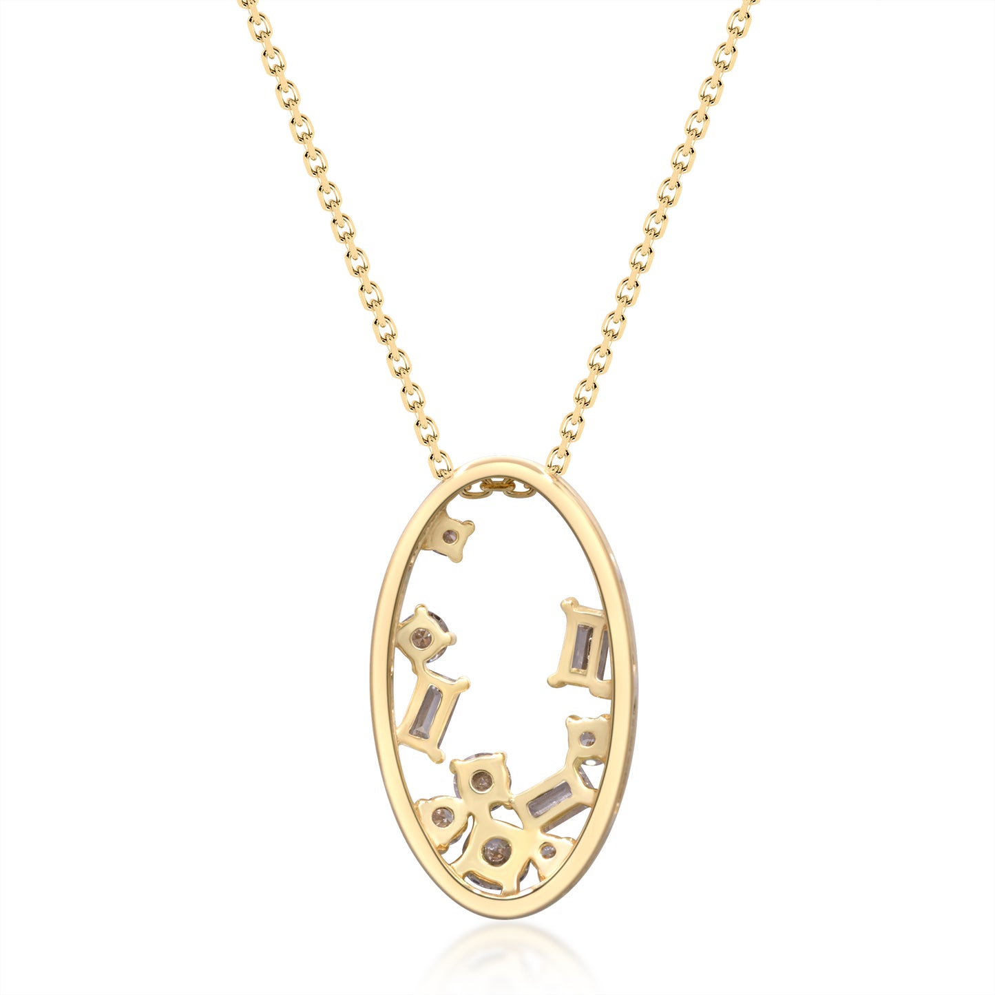 Beverly Hills Elegance 14K Gold 0.46ctw Diamond Scattered Frame Pendant with Chain