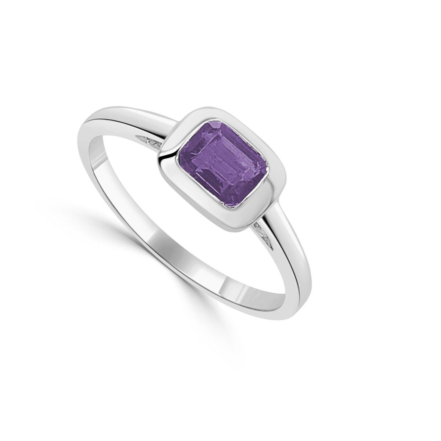 Sabrina Designs 14K Gold Emerald-Cut Amethyst Bezel Set Ring