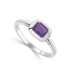 Sabrina Designs 14K Gold Emerald-Cut Amethyst Bezel Set Ring