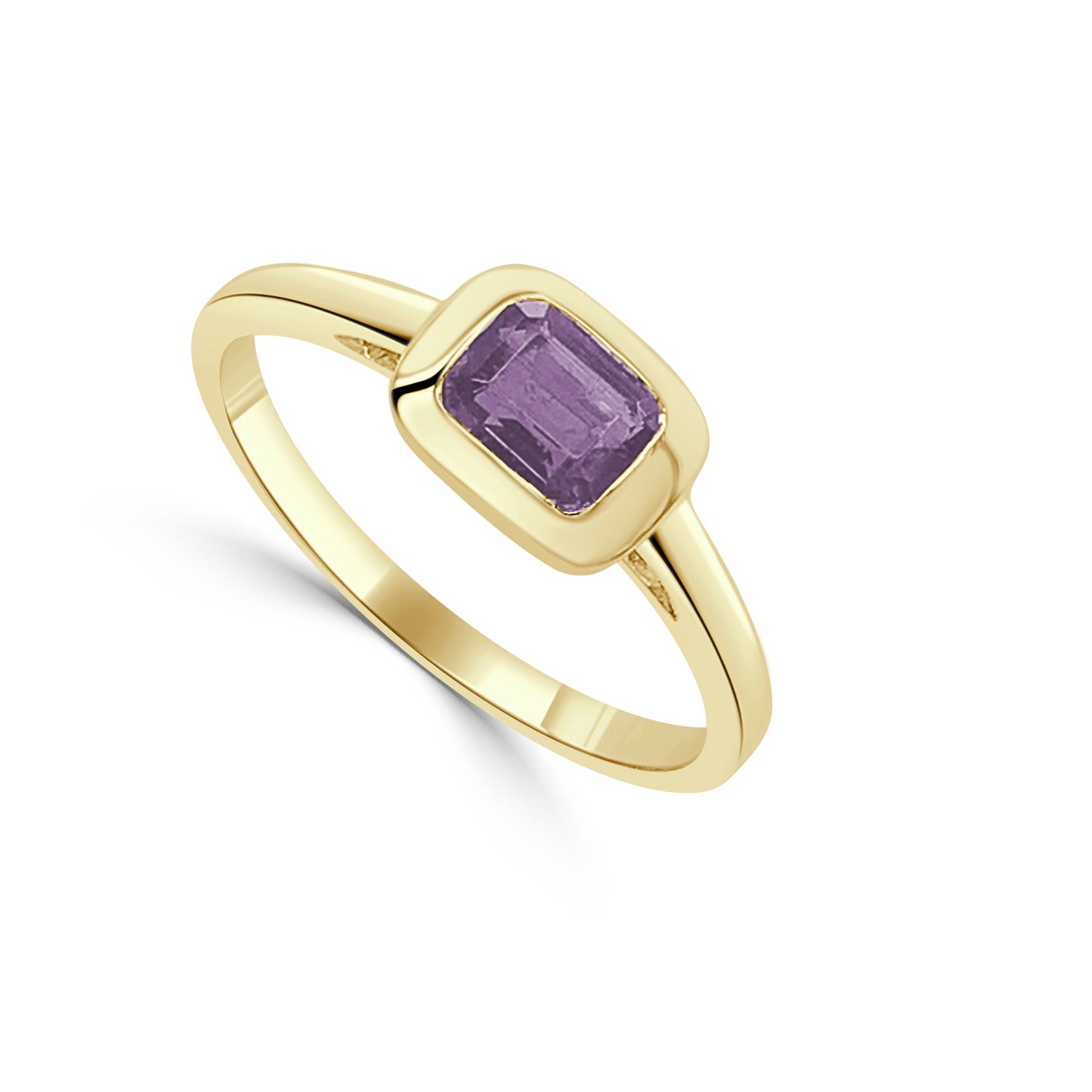 Sabrina Designs 14K Gold Emerald-Cut Amethyst Bezel Set Ring