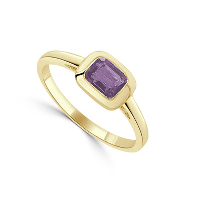 Sabrina Designs 14K Gold Emerald-Cut Amethyst Bezel Set Ring