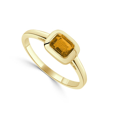 Sabrina Designs 14K Gold Emerald-Cut Citrine Bezel Set Ring
