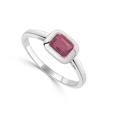 Sabrina Designs 14K Gold Emerald-Cut Pink Tourmaline Bezel Set Ring