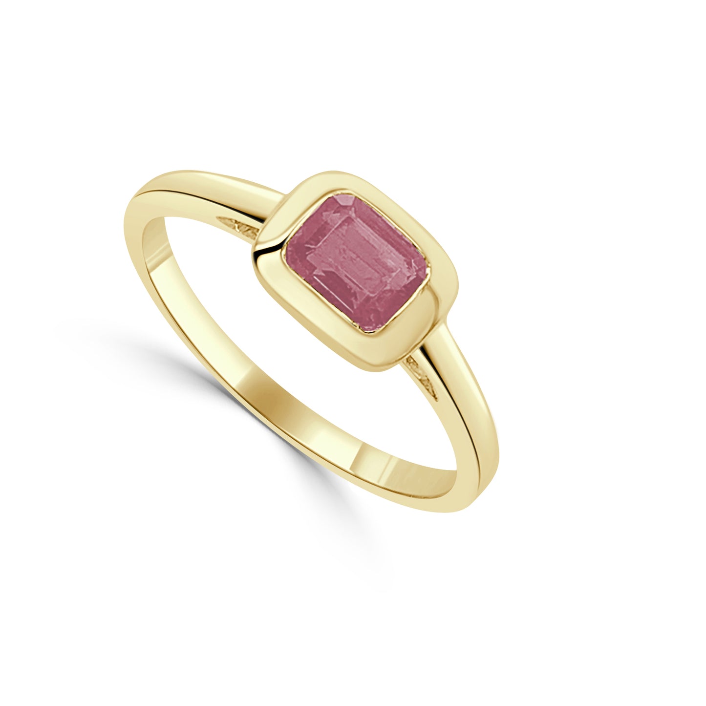 Sabrina Designs 14K Gold Emerald-Cut Pink Tourmaline Bezel Set Ring