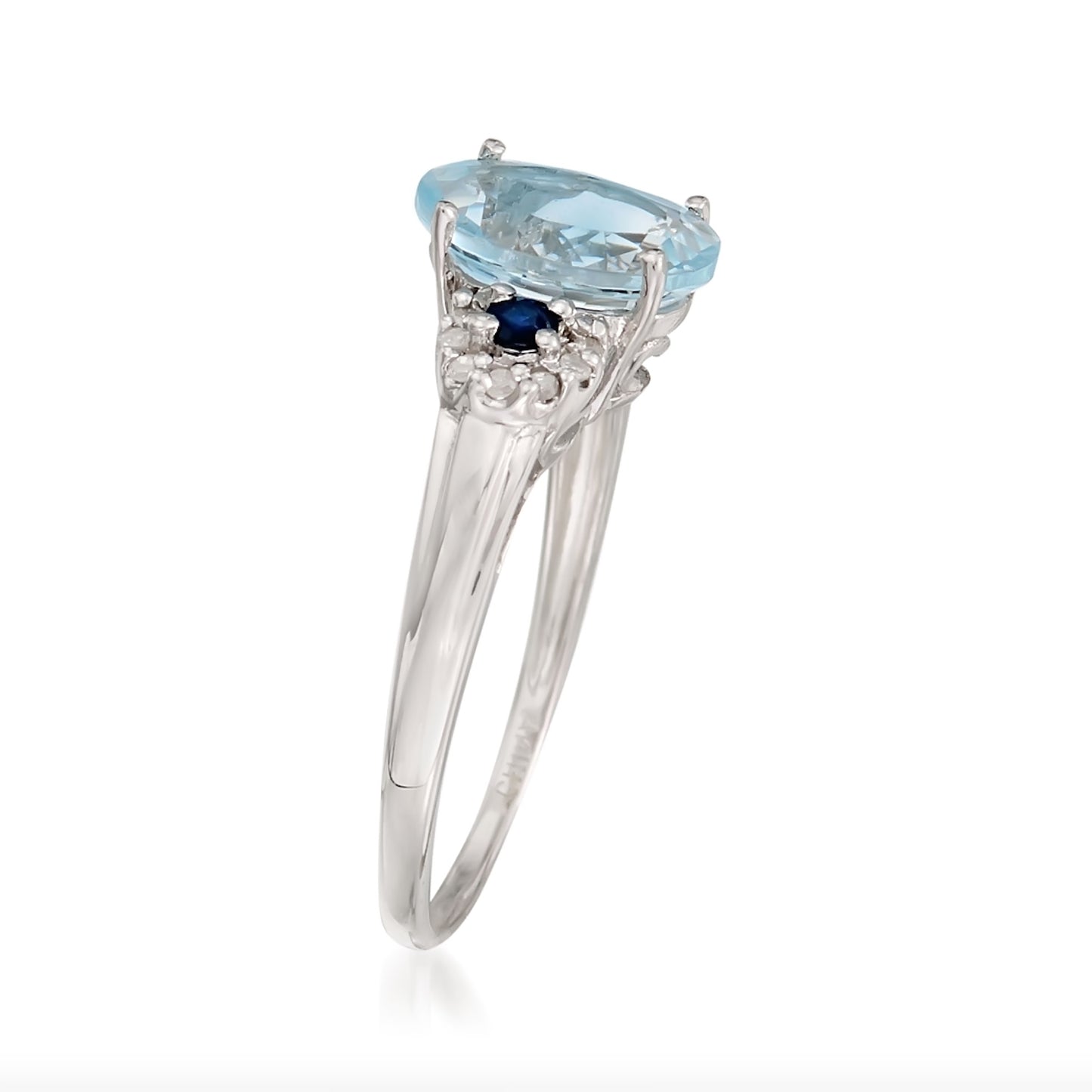 Gilded Lane 10K Gold Aquamarine, Blue Sapphire, & Diamond Ring