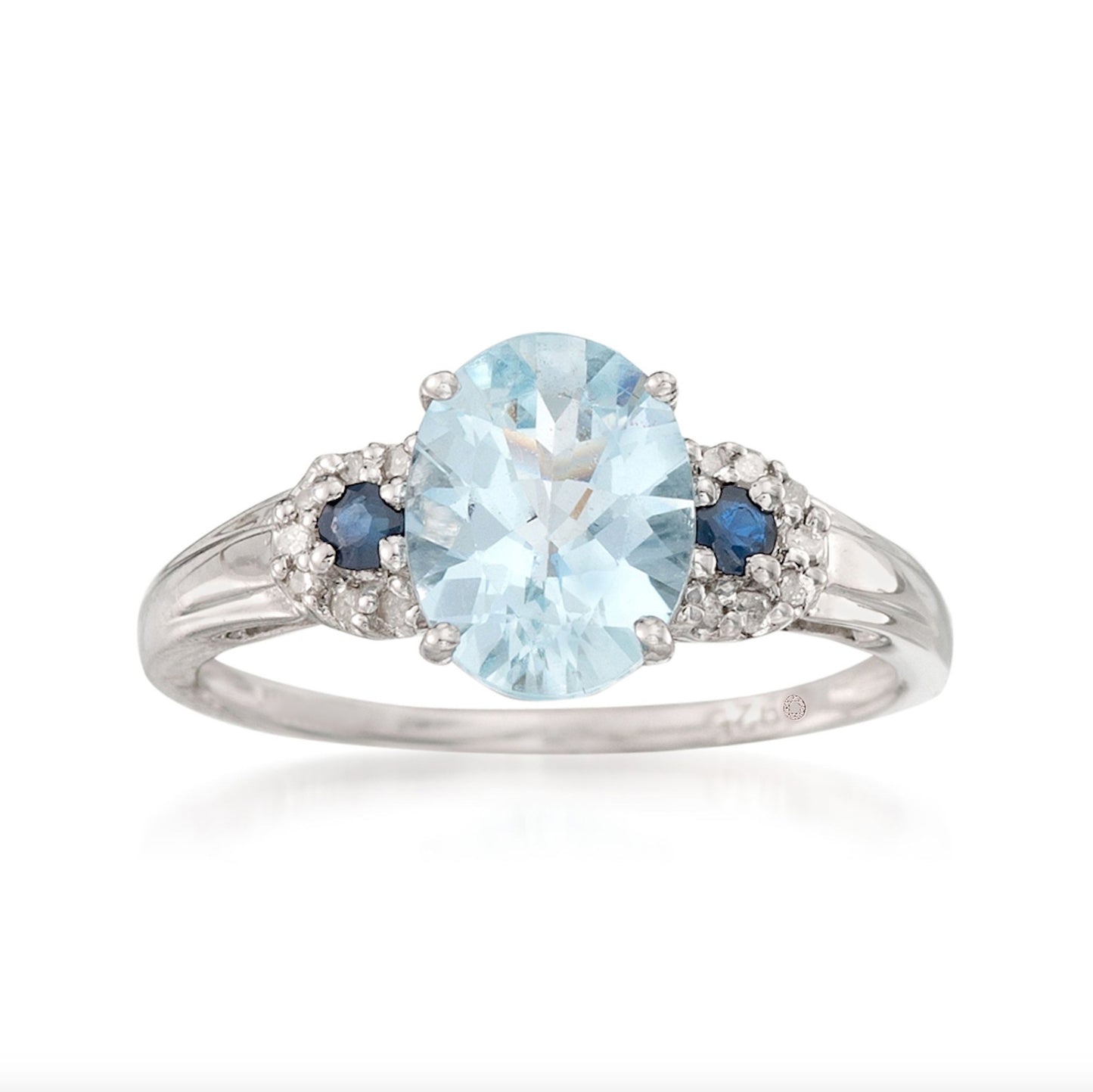 Gilded Lane 10K Gold Aquamarine, Blue Sapphire, & Diamond Ring
