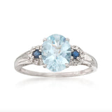 Gilded Lane 10K Gold Aquamarine, Blue Sapphire, & Diamond Ring