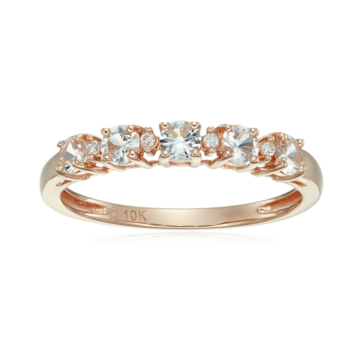 Gilded Lane 10K Gold 5-Stone Gem & Diamond Accent Band Ring