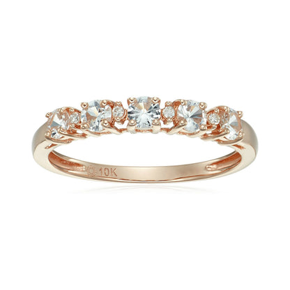 Gilded Lane 10K Gold 5-Stone Gem & Diamond Accent Band Ring