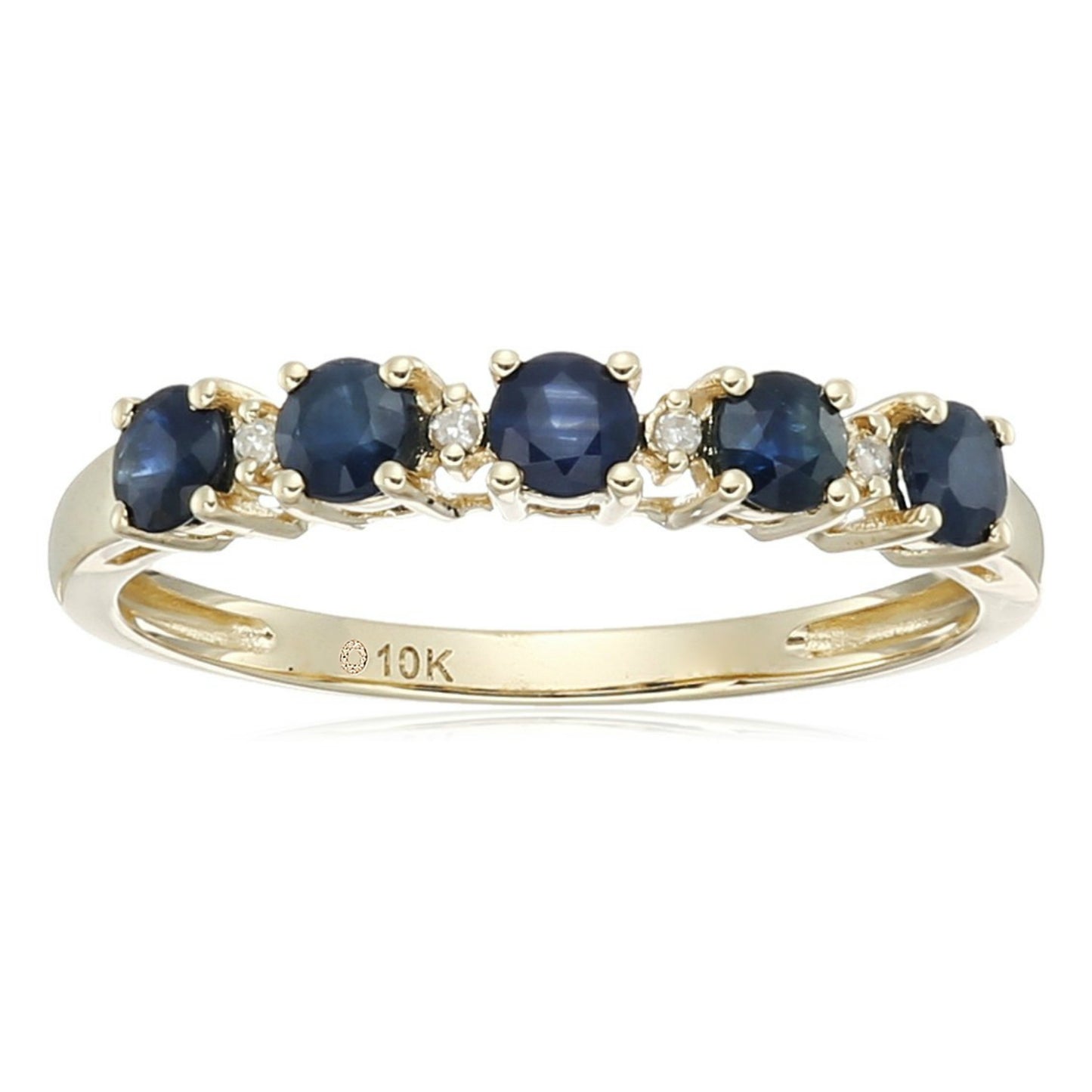 Gilded Lane 10K Gold 5-Stone Gem & Diamond Accent Band Ring