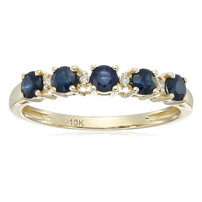 Gilded Lane 10K Gold 5-Stone Gem & Diamond Accent Band Ring