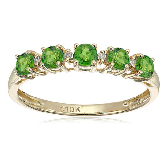 Gilded Lane 10K Gold 5-Stone Gem & Diamond Accent Band Ring