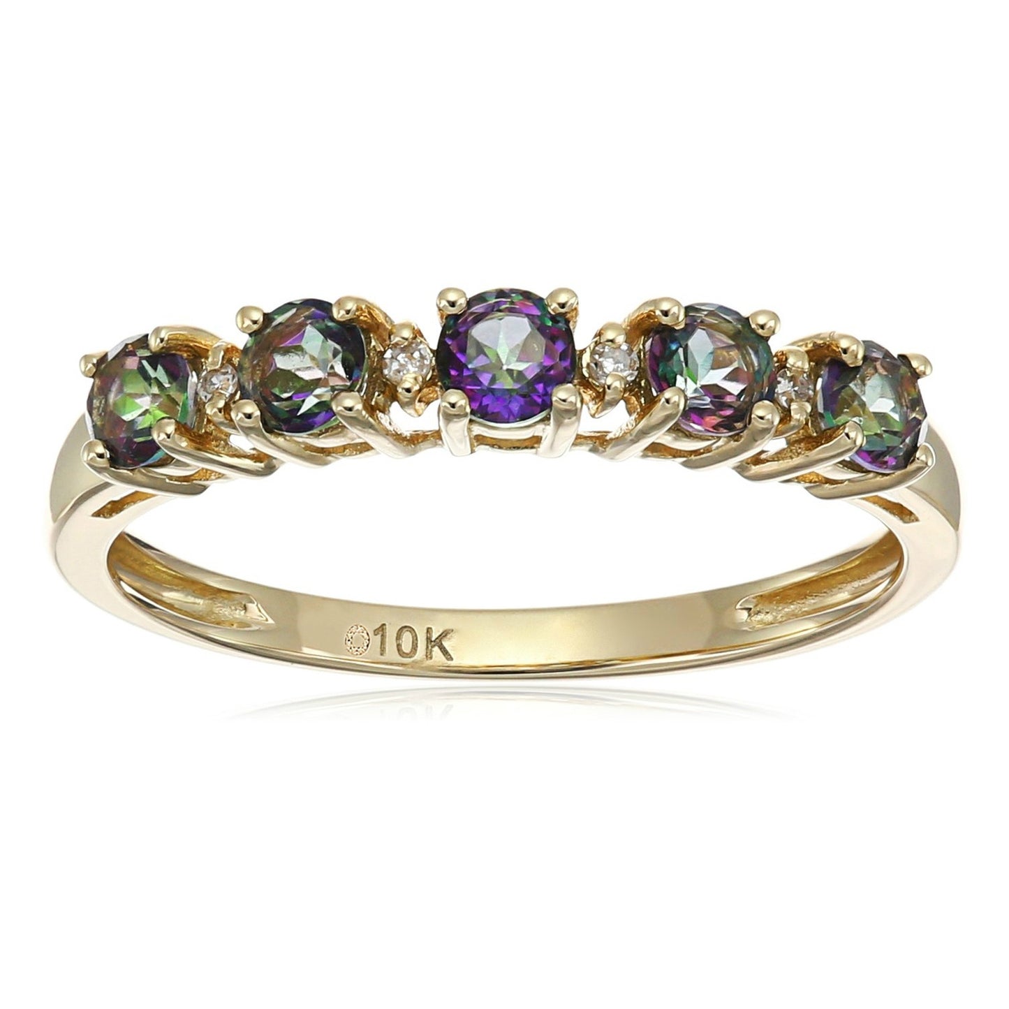 Gilded Lane 10K Gold 5-Stone Gem & Diamond Accent Band Ring