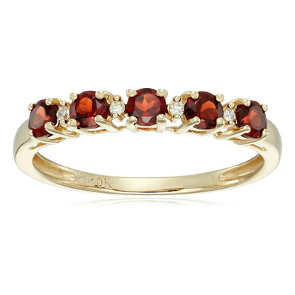 Gilded Lane 10K Gold 5-Stone Gem & Diamond Accent Band Ring