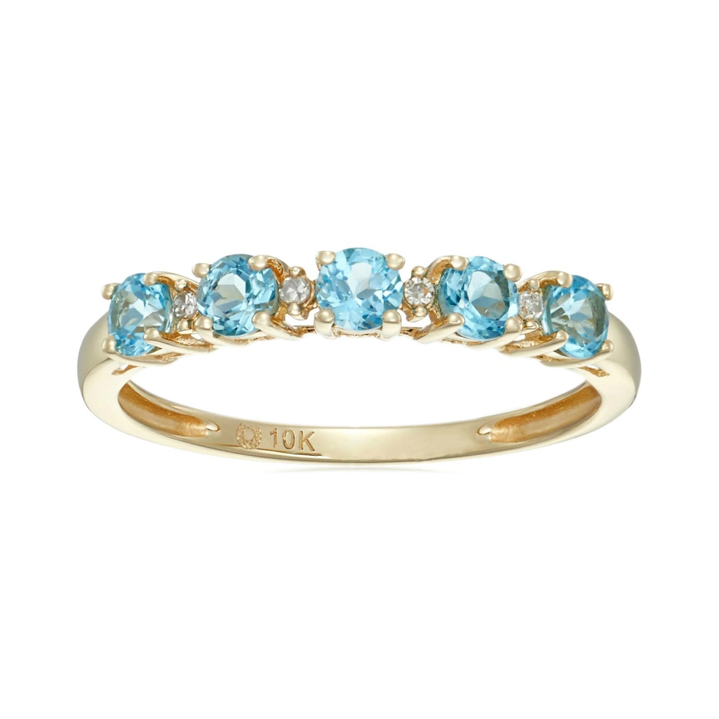 Gilded Lane 10K Gold 5-Stone Gem & Diamond Accent Band Ring