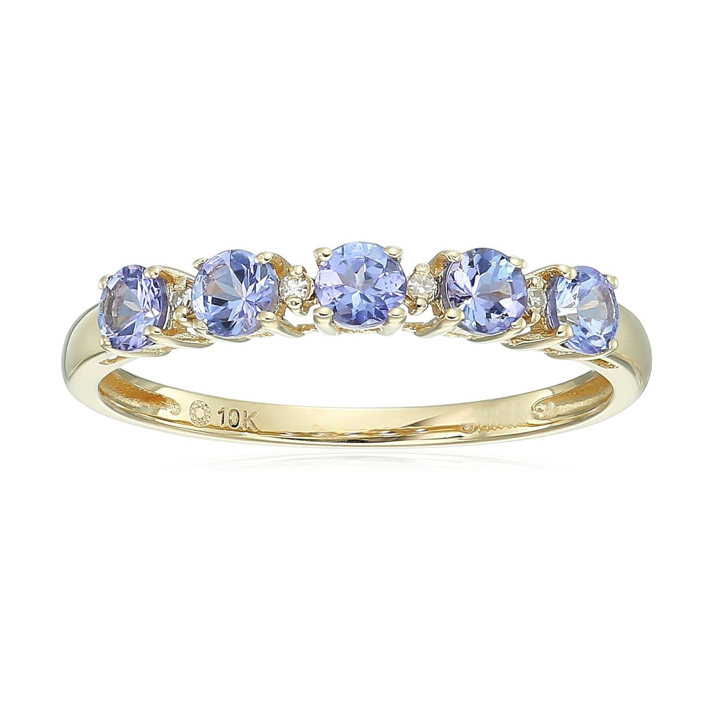 Gilded Lane 10K Gold 5-Stone Gem & Diamond Accent Band Ring