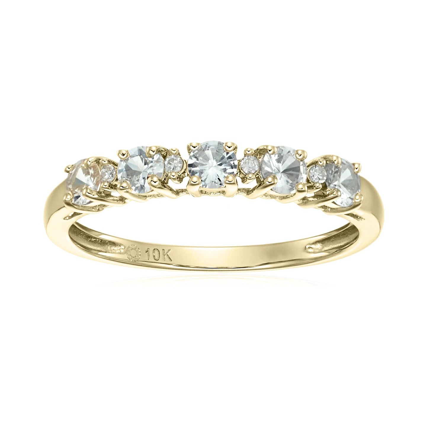 Gilded Lane 10K Gold 5-Stone Gem & Diamond Accent Band Ring