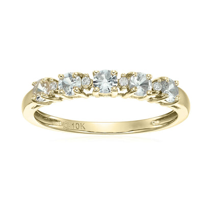 Gilded Lane 10K Gold 5-Stone Gem & Diamond Accent Band Ring
