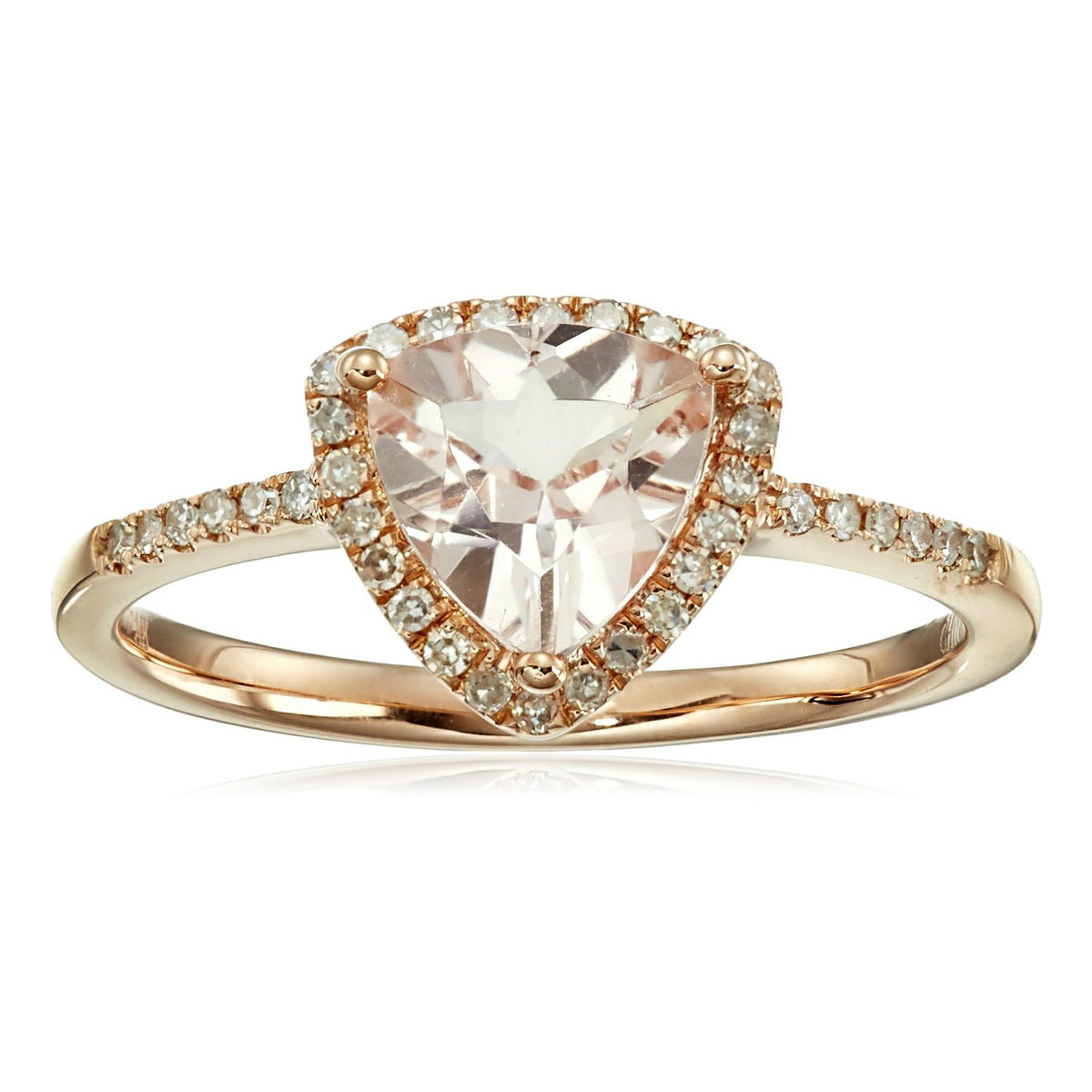 Gilded Lane 14K Gold 7mm Trillion Morganite & Diamond Ring