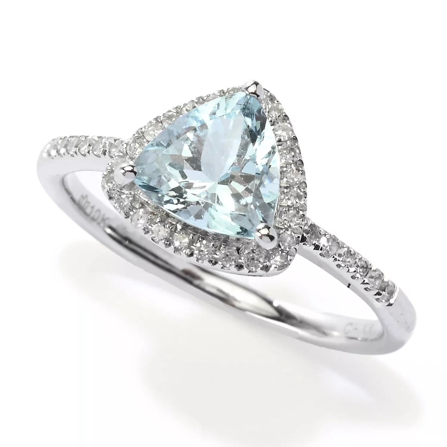 Gilded Lane 10K Gold 7mm Trillion Aquamarine & Diamond Ring