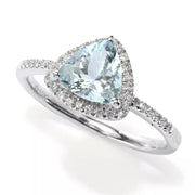 Gilded Lane 10K Gold 7mm Trillion Aquamarine & Diamond Ring