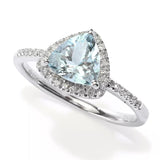 Gilded Lane 10K Gold 7mm Trillion Aquamarine & Diamond Ring