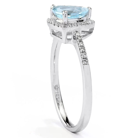 Gilded Lane 10K Gold 7mm Trillion Aquamarine & Diamond Ring