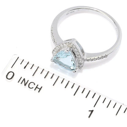 Gilded Lane 10K Gold 7mm Trillion Aquamarine & Diamond Ring