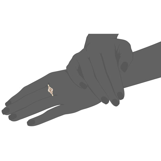 Gilded Lane 14K Gold 8x6mm Morganite & Trillion Accented Ring