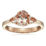 Gilded Lane 14K Gold 8x6mm Morganite & Trillion Accented Ring