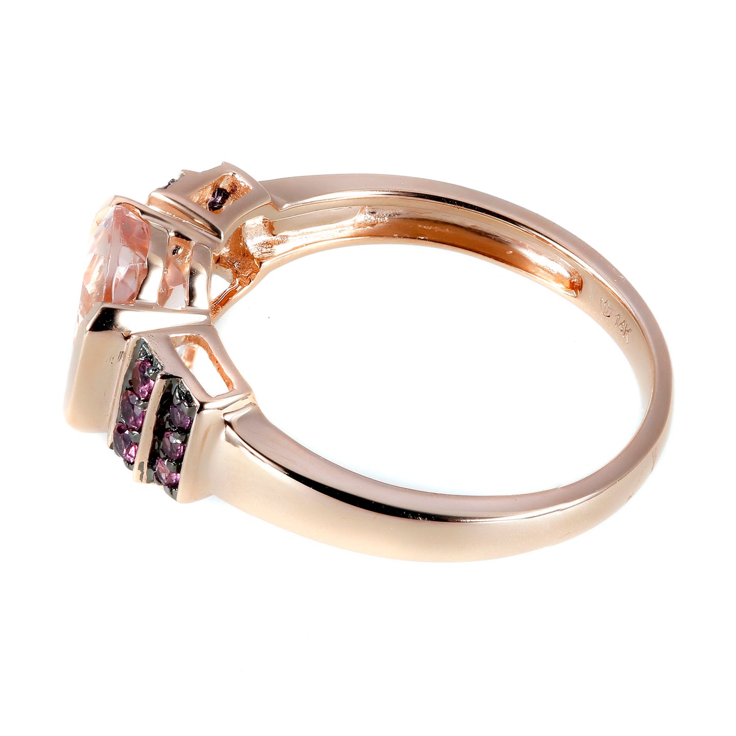 Gilded Lane 10K Gold 9x7mm Morganite & Rhodolite Ring