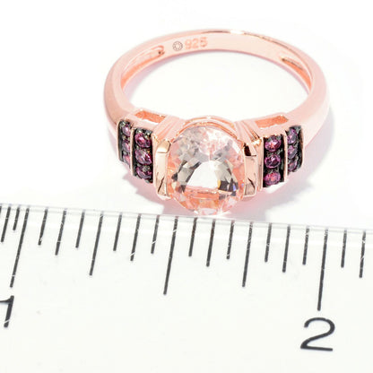 Gilded Lane 10K Gold 9x7mm Morganite & Rhodolite Ring