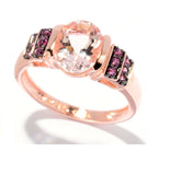 Gilded Lane 10K Gold 9x7mm Morganite & Rhodolite Ring