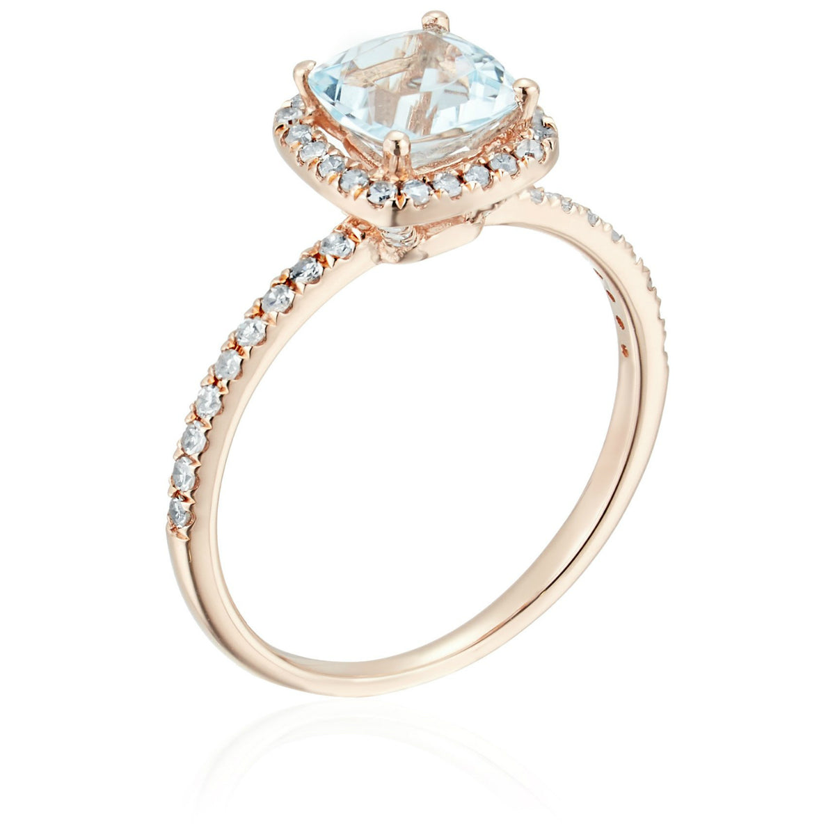 Gilded Lane 10K Gold 6.5mm Cushion Cut Gem & Diamond Ring
