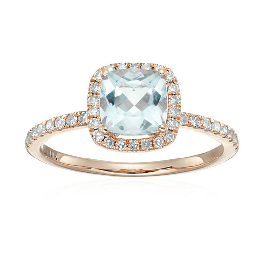 Gilded Lane 10K Gold 6.5mm Cushion Cut Gem & Diamond Ring