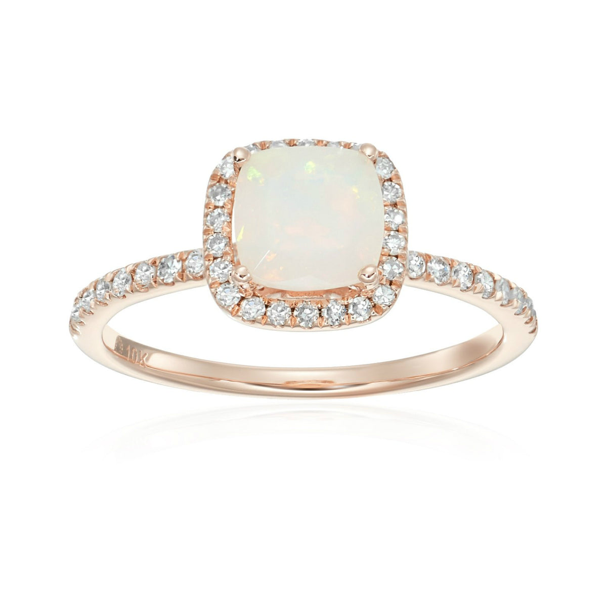 Gilded Lane 10K Gold 6.5mm Cushion Cut Gem & Diamond Ring