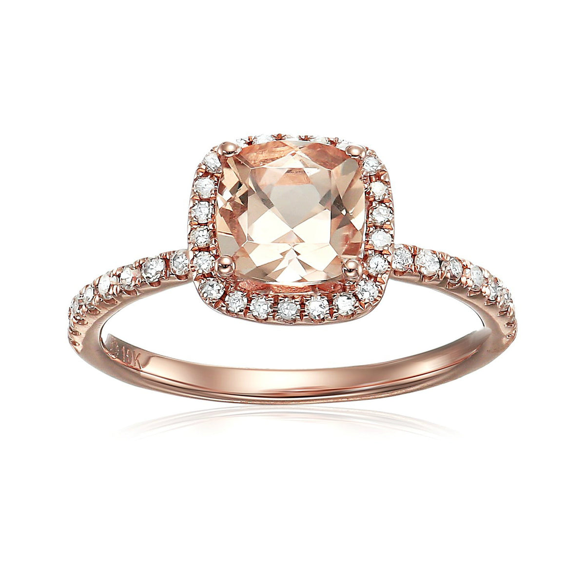 Gilded Lane 10K Gold 6.5mm Cushion Cut Gem & Diamond Ring