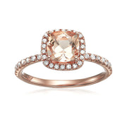 Gilded Lane 10K Gold 6.5mm Cushion Cut Gem & Diamond Ring