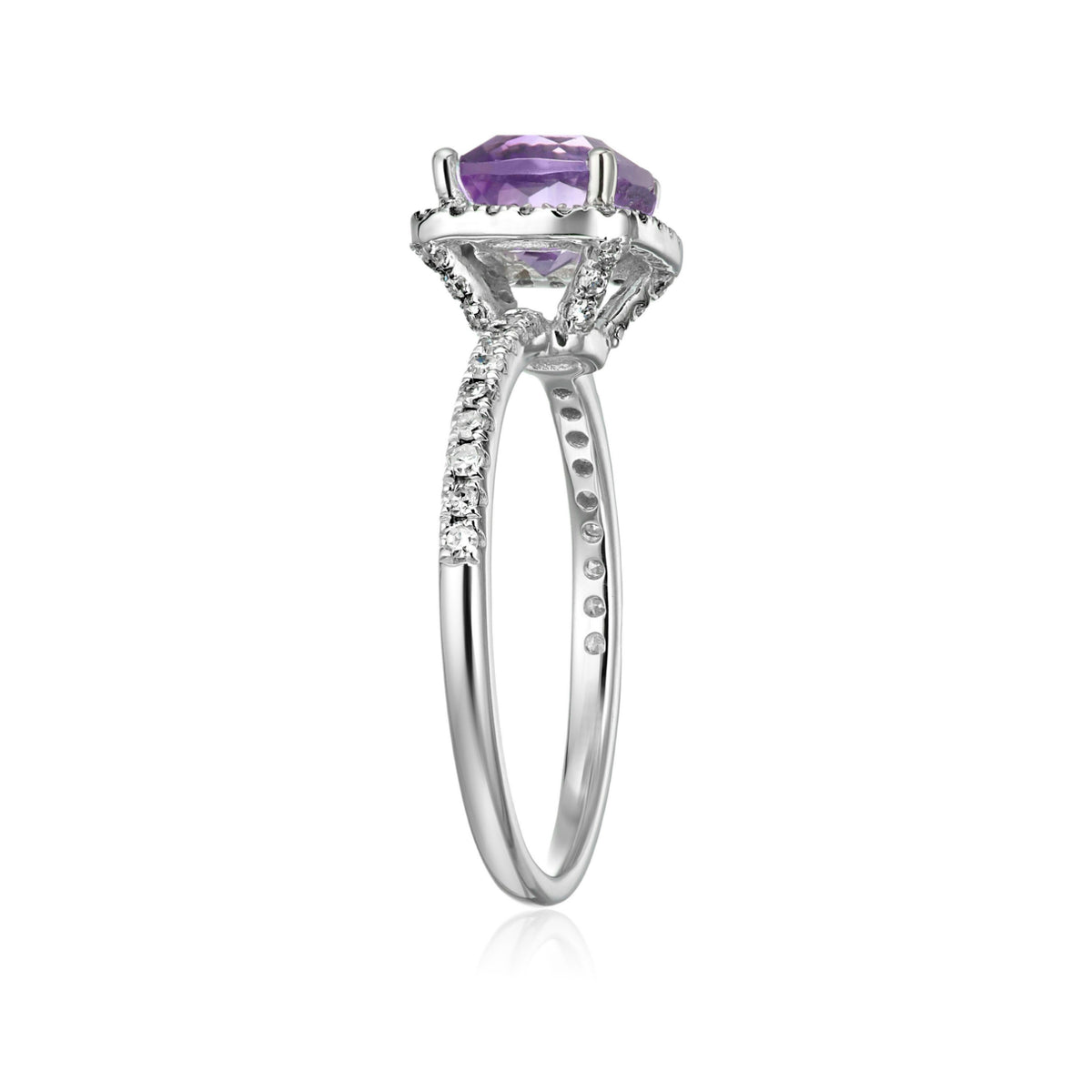 Gilded Lane 10K Gold 6.5mm Cushion Cut Gem & Diamond Ring
