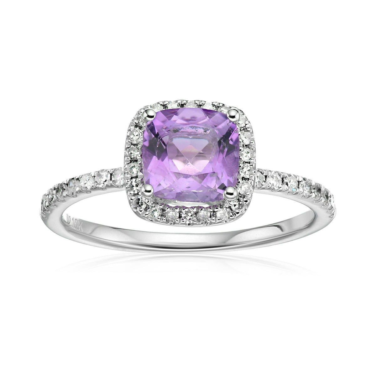 Gilded Lane 10K Gold 6.5mm Cushion Cut Gem & Diamond Ring