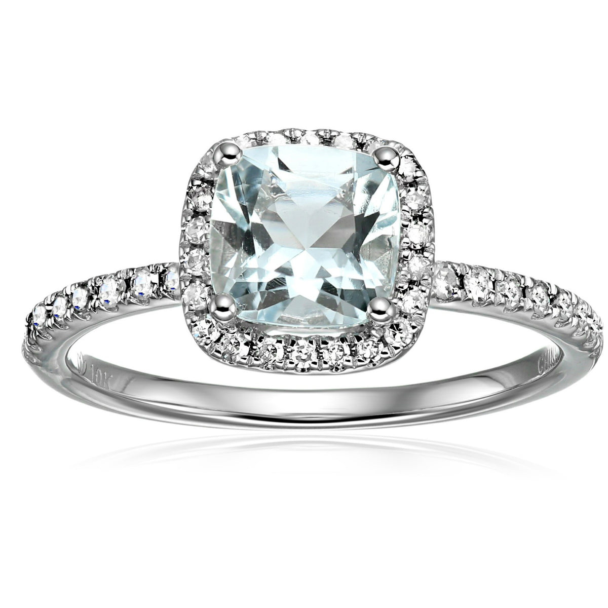 Gilded Lane 10K Gold 6.5mm Cushion Cut Gem & Diamond Ring